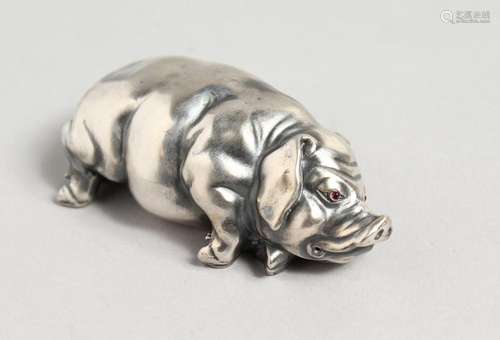 A RUSSIAN SILVER PIG. Mark head 84. Faberge mark I.P. 2.75in...