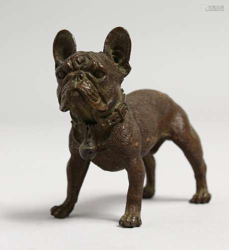 A SMALL JAPANESE BRONZE BULLDOG. 2.5ins.