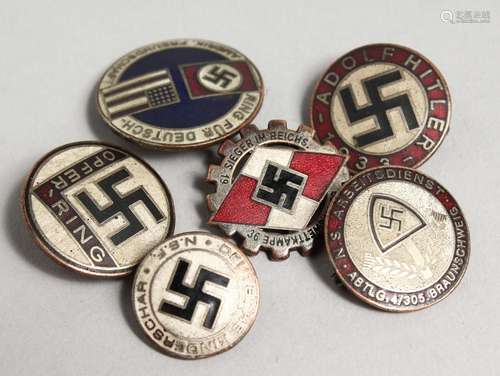 SIX REPLICA NAZI BADGES.