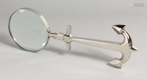 A NOVELTY NICKEL ANCHOR MAGNIFYING GLASS.