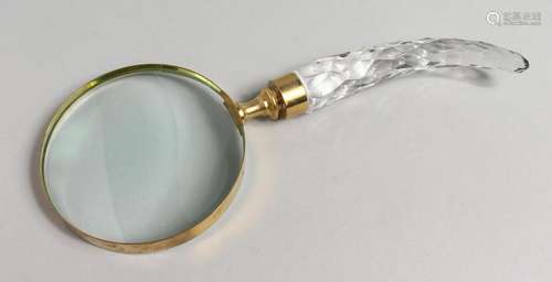 A NOVELTY MAGNIFYING GLASS with crystal handle.