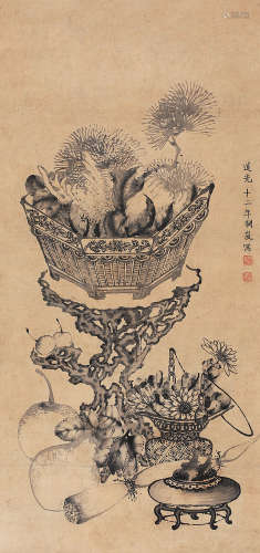 阙岚（1758-1844） 清供 纸本立轴