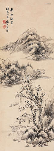 奚冈(1746-1803) 秋山滴翠 纸本立轴