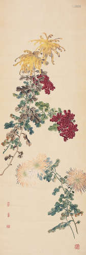 吴笠仙（1869-1938） 菊花 立轴