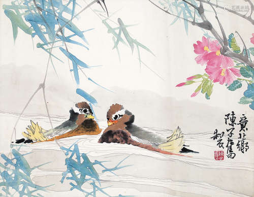 陈子奋（1898—1976） 花鸟 镜片