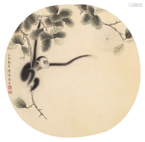 溥儒（1896—1963） 猴子 团扇