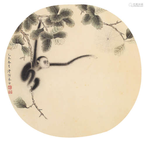 溥儒（1896—1963） 猴子 团扇