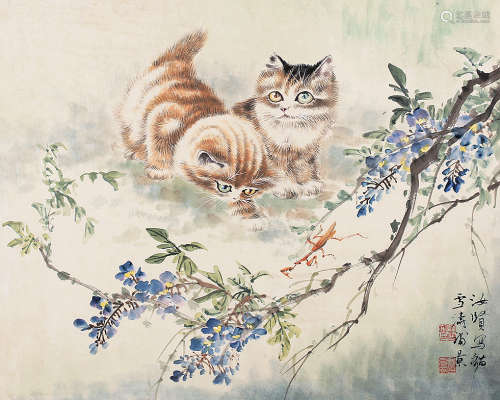 王雪涛（1903--1982） 猫 镜片