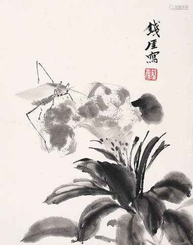 钱瘦铁(1897-1967) 花卉草虫 纸本立轴