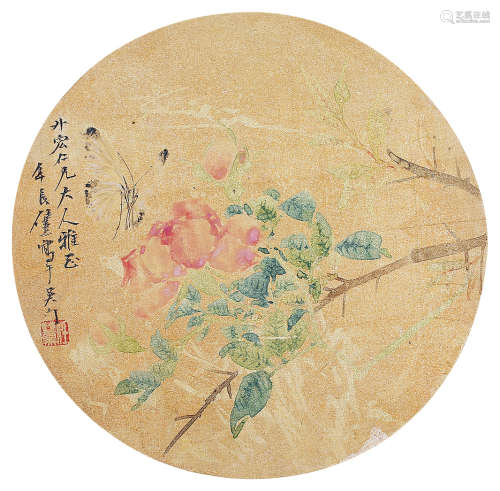 任薰（1835-1893） 花鸟 团扇