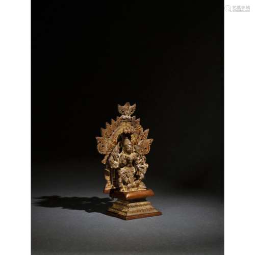 清 印度銅難近母像/印度銅嵌銀耆那教佛龕/泰國銅漆金佛坐像