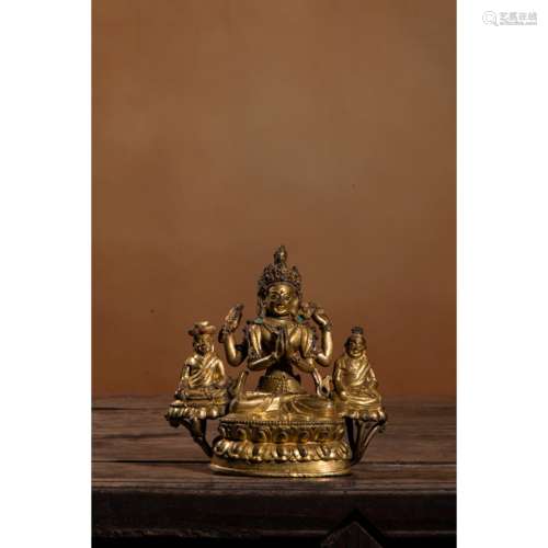 16 世紀 尼泊爾/西藏 銅鎏金四臂觀音像