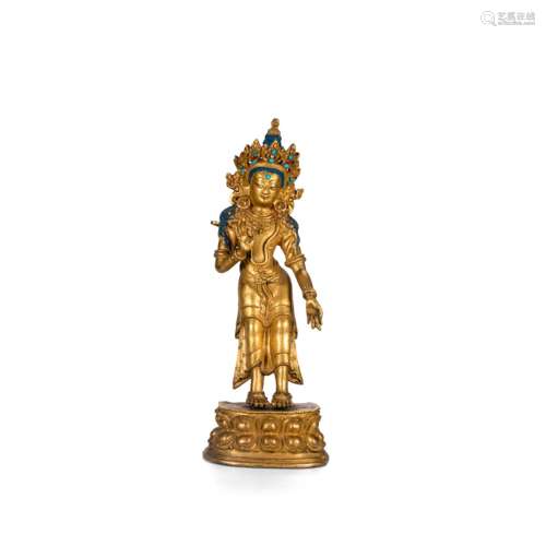 清 銅鎏金度母立像