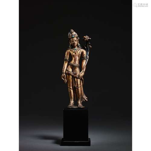 13-14 世紀 尼泊爾風格銅鎏金蓮花手菩薩立像