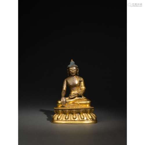 清 銅鎏金釋迦牟尼佛坐像