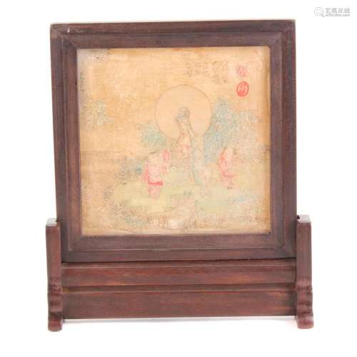 SMALL CHINESE TABLE TOP SCREEN, END C19th-EARLY C20th.