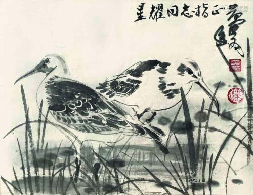 1925～1997 黄胄 水鸟 纸本 镜框