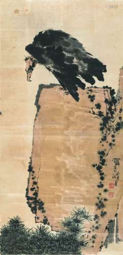 1897～1971 潘天寿 鹰石图 纸本 立轴