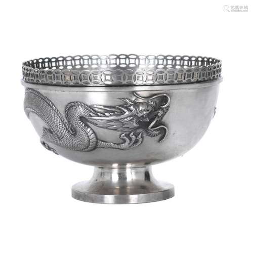 CHINESE SHANGHAI BOWL IN SILVER, LATE 19TH CENTURY-EARLY 20T...