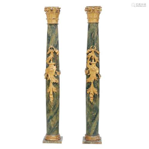 PAIR OF CORINTHIAN COLUMNS, C19th.