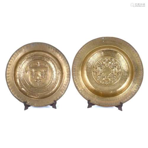 TWO GERMAN ALMS BOWLS, 16TH-17TH CENTURIES.