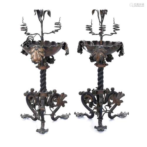 PAIR OF CATALAN MODERNIST CANDELABRA, LATE 19TH - EARLY 20TH...