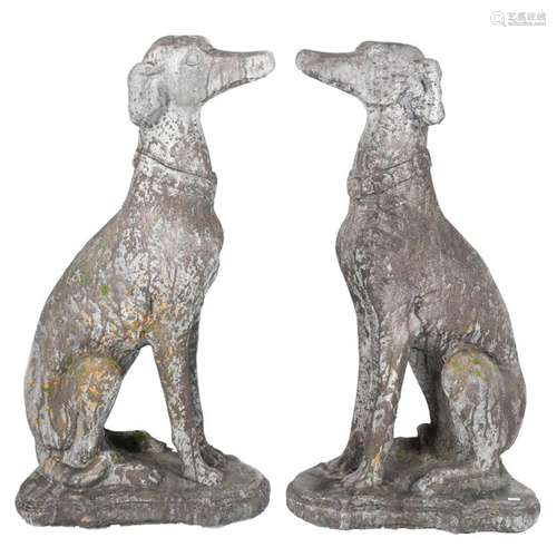 PAIR OF DECORATIVE SEATED GREYHOUNDS FOR GARDEN, 20TH CENTUR...