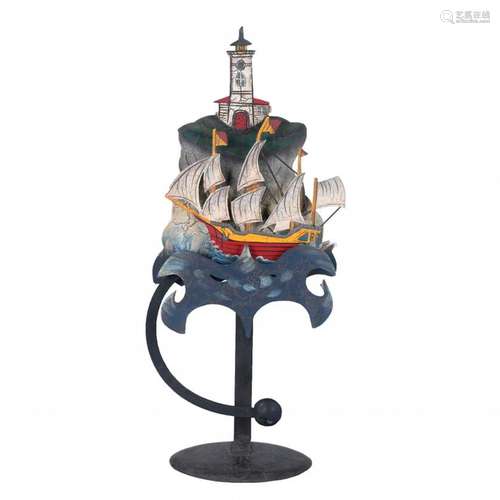 ROCKING PENDULUM "SHIP AND SEA LIGHTHOUSE", 20TH C...