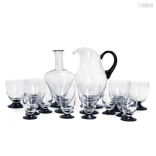 WATER AND LIQUOR SET, MID 20TH CENTURY.