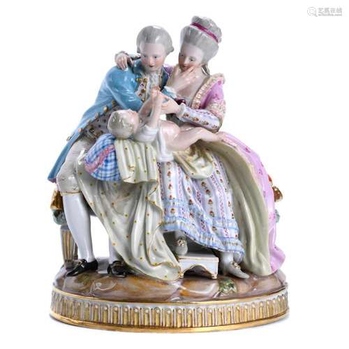 "FAMILY", GERMAN MEISSEN FIGURAL GROUP, 19TH CENTU...