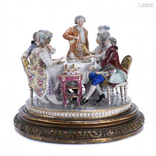 "GALLANTIC SCENE", FRENCH FIGURAL GROUP, FIRST HAL...