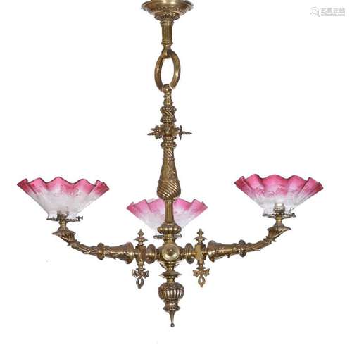 GAS CEILING LAMP, LATE 19TH CENTURY-EARLY 20TH CENTURY.