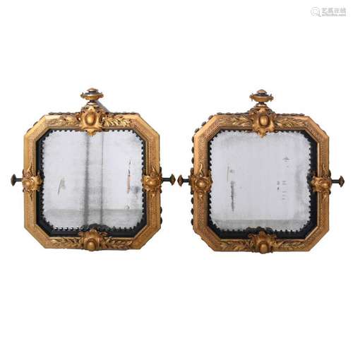 PAIR OF ALPHONSINE-STYLE WALL MIRRORS, LATE 19TH CENTURY-EAR...