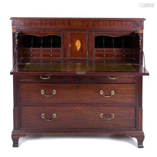 ENGLISH GEORGIAN-STYLE CHEST OF DRAWERS-WRITING DESK, LATE 1...