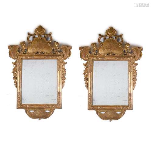 TWO LARGE WALL MIRRORS, 19TH CENTURY.