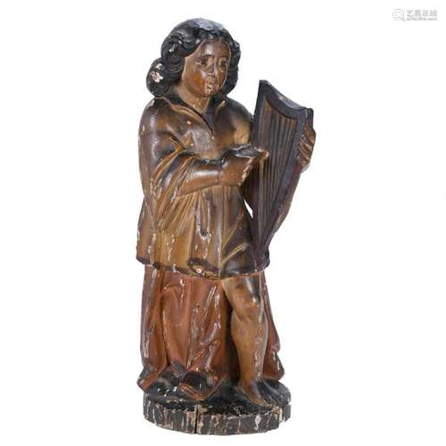 17TH CENTURY SPANISH SCHOOL. "MUSICIAN ANGEL".