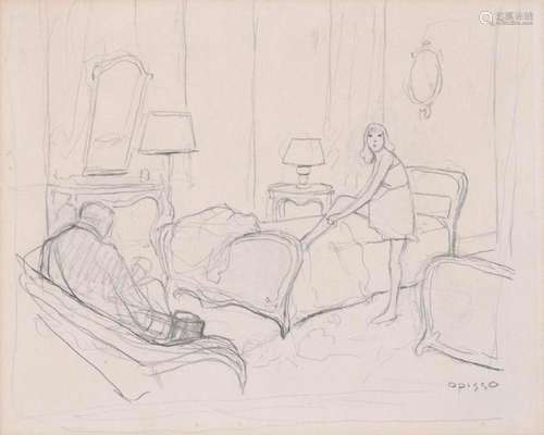 RICARD OPISSO (1880-1966). "BED SCENE".