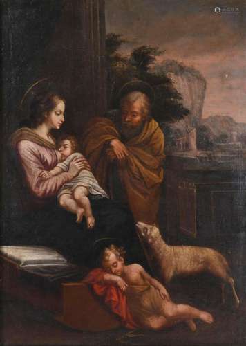 18TH CENTURY ITALIAN SCHOOL. "HOLY FAMILY WITH SAINT JO...