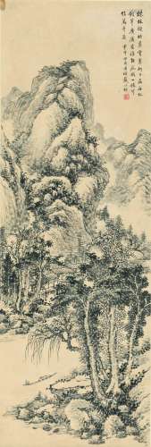 1826～1891 戴以恒 疏林垂钓 纸本 立轴