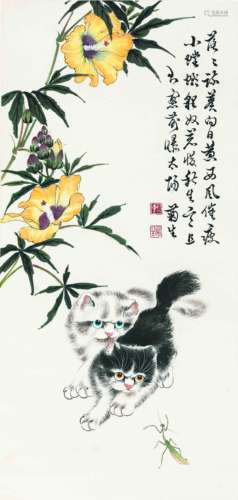 1913～2018 孙菊生 猫戏 纸本 立轴