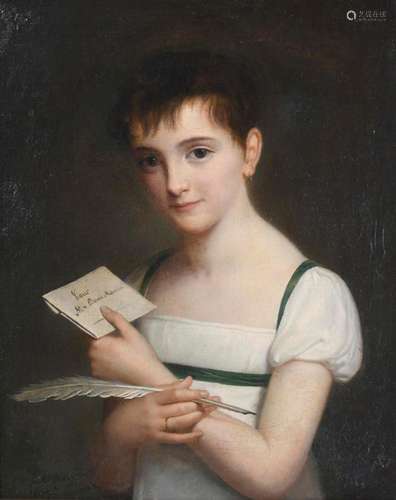 PAULINE AUZOU (1775-1835). "PORTRAIT OF A GIRL", 1...