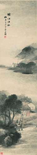 1845～1916 吴石仙 烟江渔艇 纸本 立轴