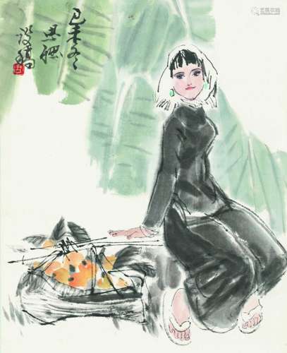 1939～1996 周思聪 少女 纸本 立轴