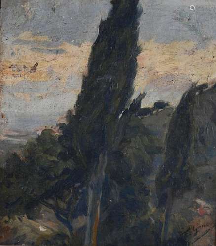 FRANCESC GIMENO ARASA (1858-1927). "CYPRESSES".