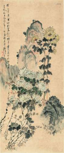 1867～1920 李瑞清 菊石图 纸本 立轴
