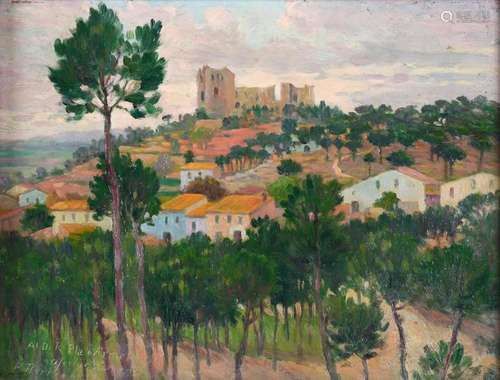 PRUDENCI BERTRANA (1867-1941). "VIEW OF A VILLAGE"...