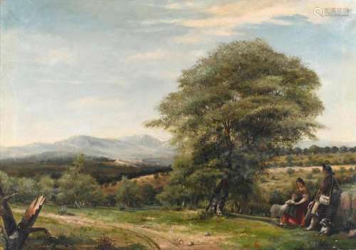 19TH CENTURY ANDALUSIAN SCHOOL. "LANDSCAPE WITH SHEPHER...