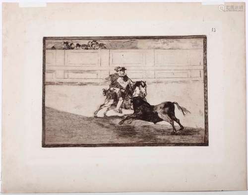 Francisco Goya, Un caballero espanol en plaza quebrando rejo...