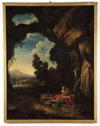 Paesaggio con San Gerolamo penitente Scuola del XVIII secolo