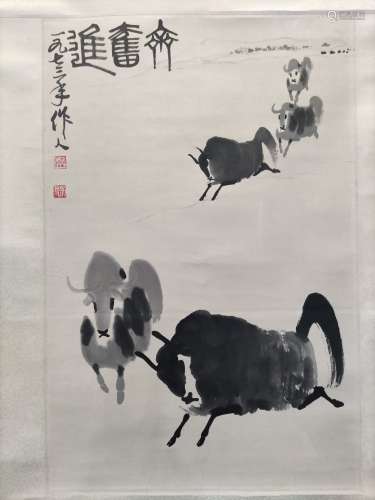 Ink Painting Of Cattle - Wu Zuoren , China